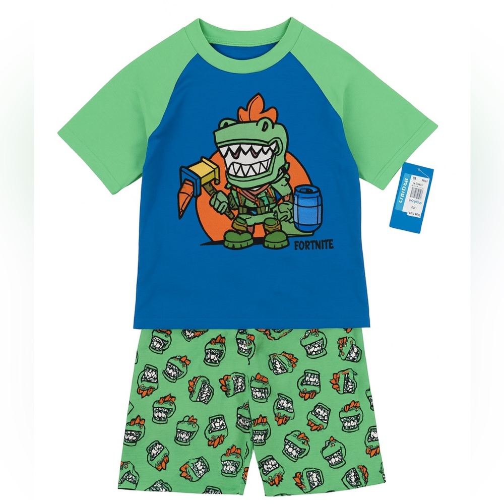Fortnite Blue and Green Dino Pajama Set